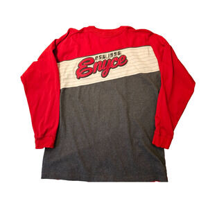 VTG Enyce Mens Large Red Gray Y2K Streetwear Long Sleeve Tee Shirt Oversized